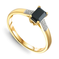 Pierścionek z czarnym agatem i diamentami (R84147 Y BAG): 7 - zdjęcie: 2