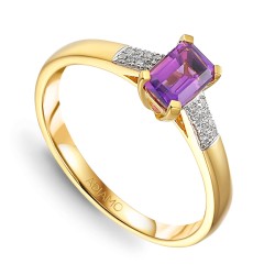 Pierścionek z ametystem i diamentami (R84147 Y AM): 7 - zdjęcie: 2