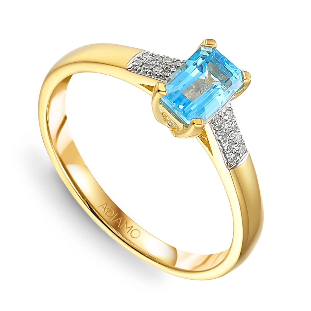 Pierścionek z niebieskim topazem i diamentami (R84147 Y BT): 16