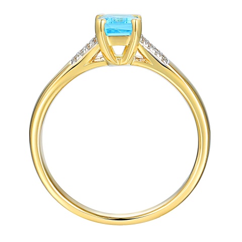 Pierścionek z niebieskim topazem i diamentami (R84147 Y BT)