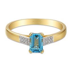 Pierścionek z niebieskim topazem i diamentami (R84147 Y BT): 16 - zdjęcie: 4