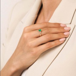 Pierścionek ze szmaragdem i diamentami (R84147 Y EM): 8 - zdjęcie: 5