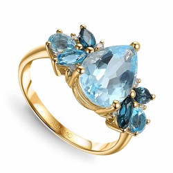 Pierścionek z niebieskimi topazami i diamentami (R88899 Y BT): 16 - zdjęcie: 2