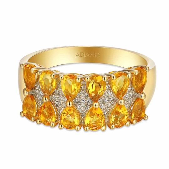 Pierścionek z cytrynami i diamentami (R93895 Y CT): 14