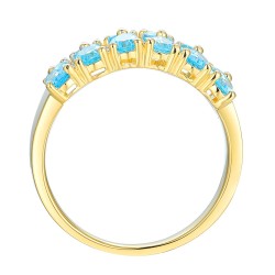 Pierścionek z niebieskimi topazami i diamentami (R93895 Y BT): 15 - zdjęcie: 3