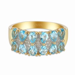 Pierścionek z niebieskimi topazami i diamentami (R93895 Y BT): 15 - zdjęcie: 4