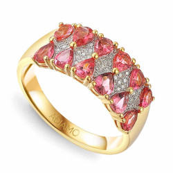 Pierścionek z różowymi turmalinami i diamentami (R93895 Y PTR): 10 - zdjęcie: 2