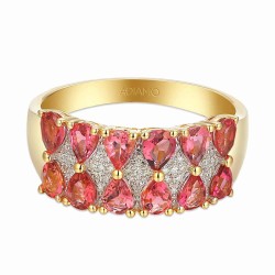 Pierścionek z różowymi turmalinami i diamentami (R93895 Y PTR): 10 - zdjęcie: 4