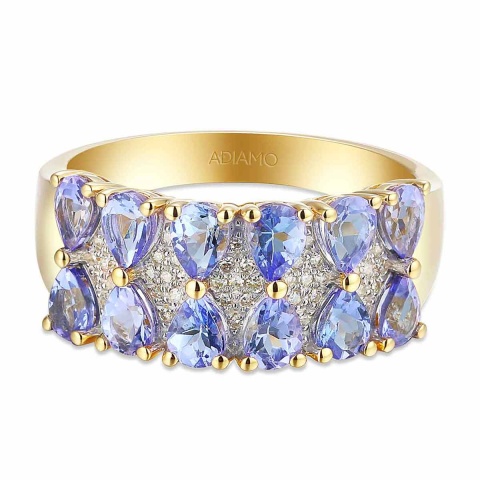 Pierścionek z tanzanitami i diamentami (R93895 Y T)