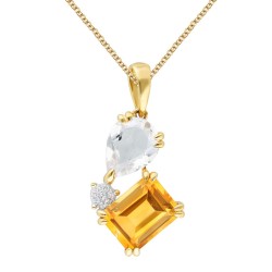 Zawieszka z cytrynem i białym topazem oraz diamentami (P93893 Y D CT) - zdjęcie: 2