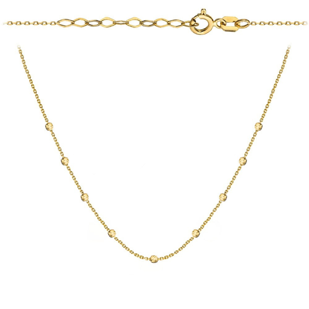 Naszyjnik złoty z kuleczkami diamentowanymi (N11254 Y)