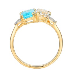 Pierścionek z niebieskim i białym topazem oraz diamentami (R93893 Y M BT): 13 - zdjęcie: 4