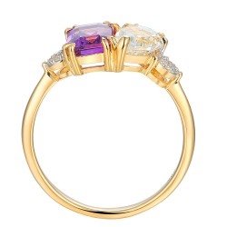 Pierścionek z ametystem, białym topazem i diamentami (R93893 Y M AM): 7 - zdjęcie: 5