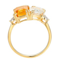 Pierścionek z cytrynem, białym topazem i diamentami (R93893 Y D CT): 7 - zdjęcie: 5