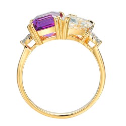 Pierścionek z ametystem, białym topazem i diamentami (R93893 Y D AM): 7 - zdjęcie: 5