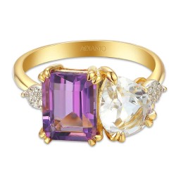 Pierścionek z ametystem, białym topazem i diamentami (R93893 Y D AM): 7 - zdjęcie: 4