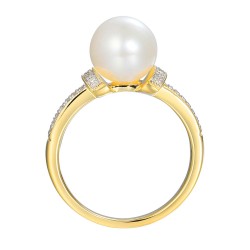 Pierścionek z perłą i diamentami (R23637 Y PL): 14 - zdjęcie: 4