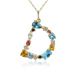 Zawieszka literka D z kolorowymi kamieniami (P81825 Y) - zdjęcie: 2