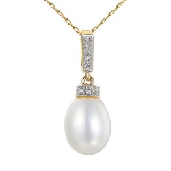 Zawieszka z perłą i diamentami (P32572 Y PL) - zdjęcie: 2