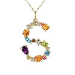 Zawieszka literka S z kolorowymi kamieniami (P82574 Y) - zdjęcie: 2