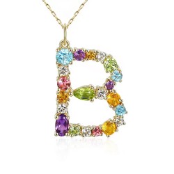 Zawieszka literka B z kolorowymi kamieniami (P85061 Y) - zdjęcie: 2