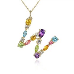 Zawieszka literka W z kolorowymi kamieniami (P85068 Y) - zdjęcie: 2