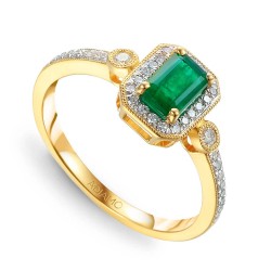 Pierścionek ze szmaragdem i diamentami (R32565 Y EM): 8 - zdjęcie: 2