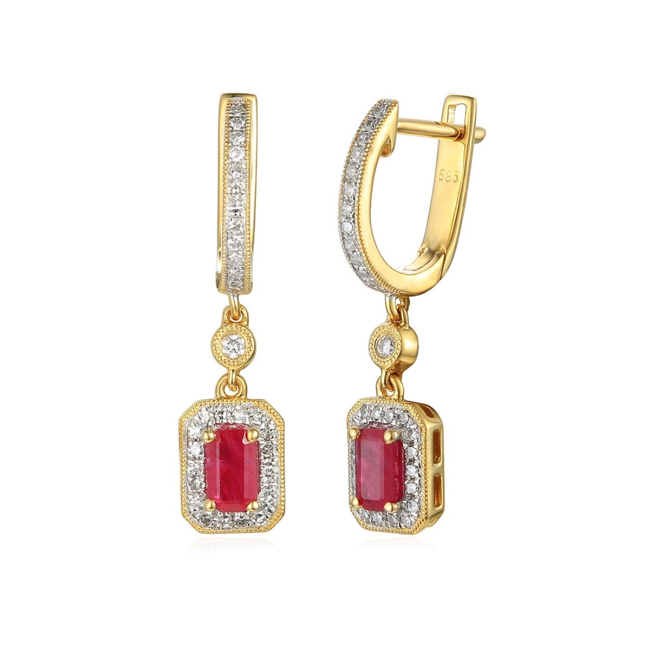 Kolczyki z rubinami i diamentami (E32565 Y A RU)