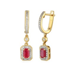 Kolczyki z rubinami i diamentami (E32565 Y A RU) - zdjęcie: 2