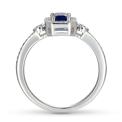 Pierścionek z szafirem i diamentami (R32565 W SA)