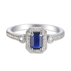 Pierścionek z szafirem i diamentami (R32565 W SA)