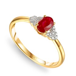 Pierścionek z rubinem i diamentami (R59732 Y RU) - zdjęcie: 2