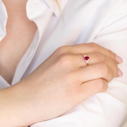 Pierścionek z rubinem i diamentami (R59732 Y RU) - zdjęcie: 3