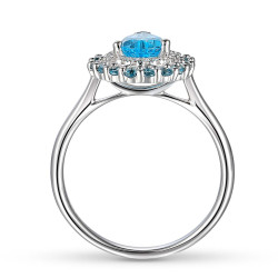 Pierścionek z niebieskimi topazami i diamentami (R90190 Y AM): 10 - zdjęcie: 3