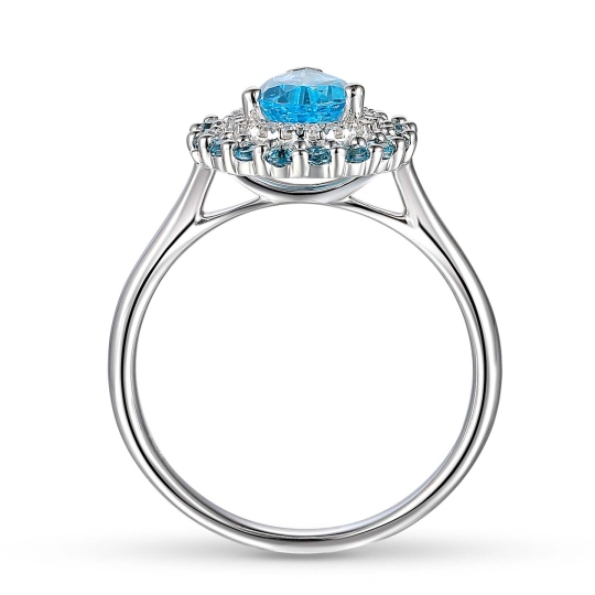 Pierścionek z niebieskimi topazami i diamentami (R90190 W BT): 10