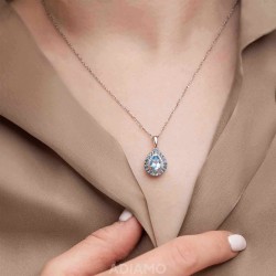 Zawieszka z niebieskimi topazami i diamentami (P90190 W BT) - zdjęcie: 3