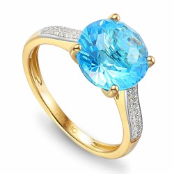 Pierścionek z niebieskim topazem i diamentami (R41126 Y BT): 8 - zdjęcie: 2