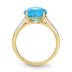 Pierścionek z niebieskim topazem i diamentami (R41126 Y BT)