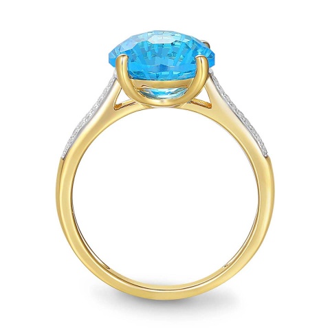 Pierścionek z niebieskim topazem i diamentami (R41126 Y BT)