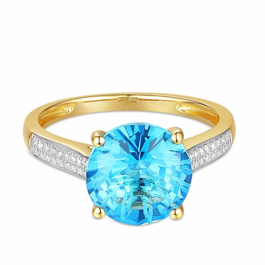 Pierścionek z niebieskim topazem i diamentami (R41126 Y BT): 8