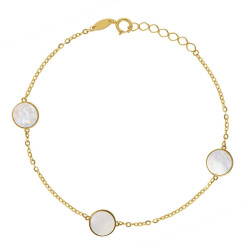 Bransoletka złota z kółeczkami z masy perłowej (B11018 Y WMP) - zdjęcie: 2