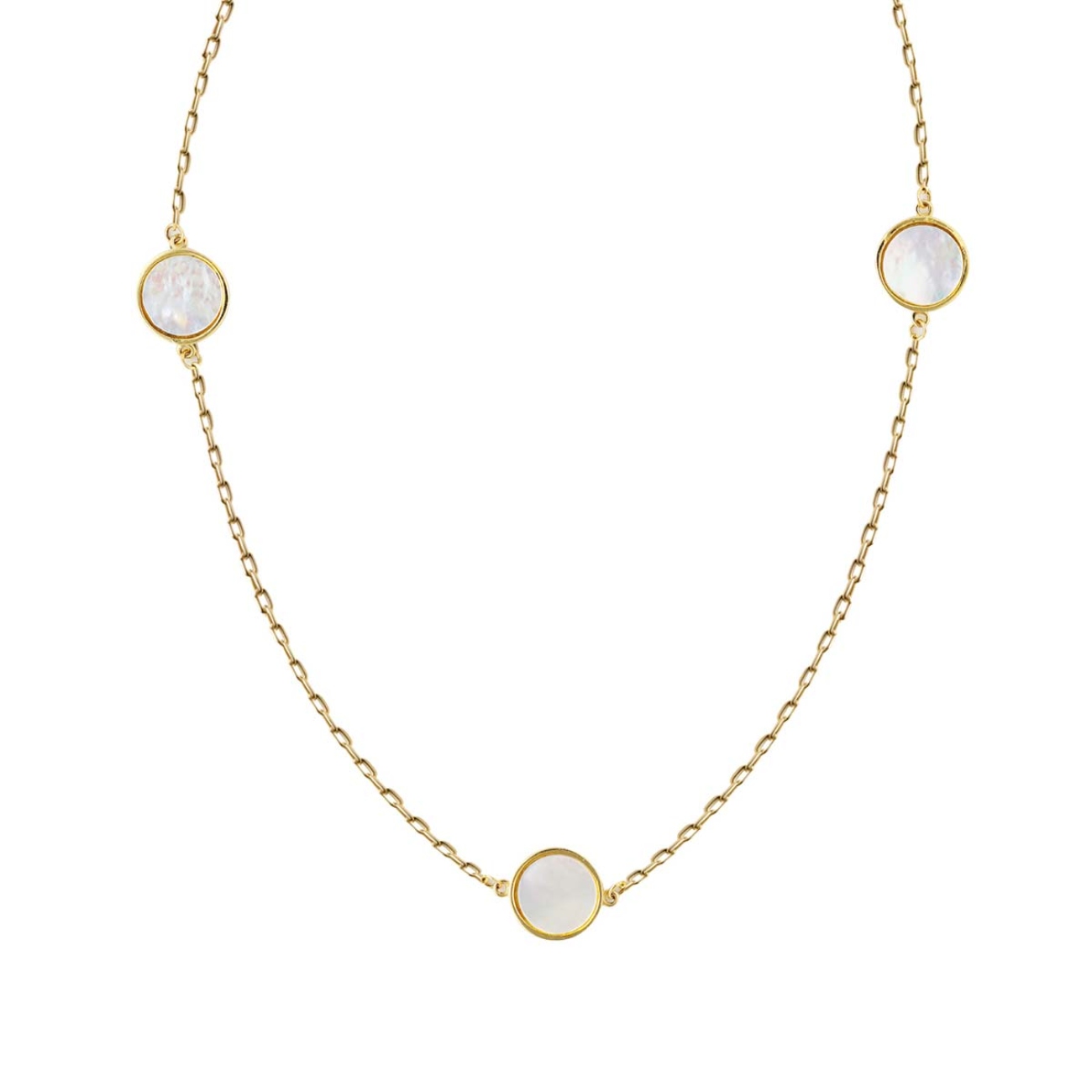 Naszyjnik złoty z kółeczkami z masy perłowej (N11017 Y)