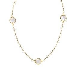 Naszyjnik złoty z kółeczkami z masy perłowej (N11017 Y) - zdjęcie: 2