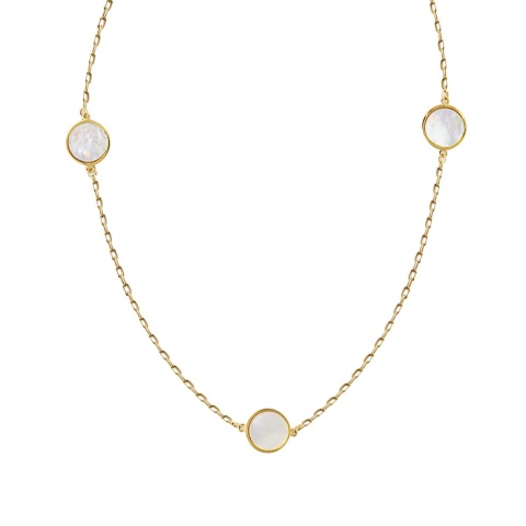 Naszyjnik złoty z kółeczkami z masy perłowej (N11017 Y)