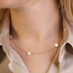 Naszyjnik złoty z kółeczkami z masy perłowej (N11017 Y) - zdjęcie: 3