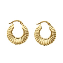 Kolczyki złote koła ryflowane (E11127 Y A) - zdjęcie: 2