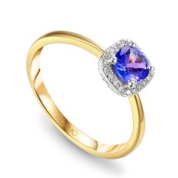 Pierścionek z tanzanitem i diamentami, dwukolorowe złoto (R58266 YW T): 12 - zdjęcie: 2