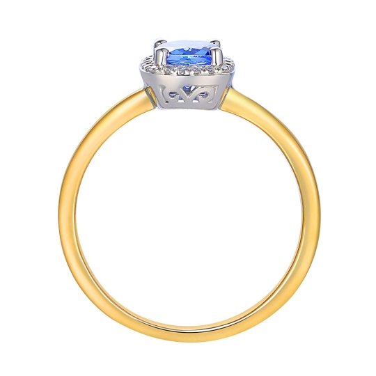 Pierścionek z tanzanitem i diamentami, dwukolorowe złoto (R58266 YW T): 12