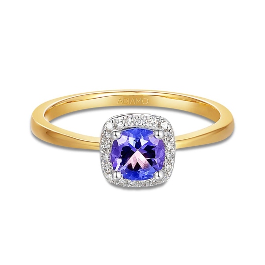 Pierścionek z tanzanitem i diamentami, dwukolorowe złoto (R58266 YW T): 12