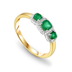 Pierścionek ze szmaragdami i diamentami (R46124 YW EM): 10 - zdjęcie: 2